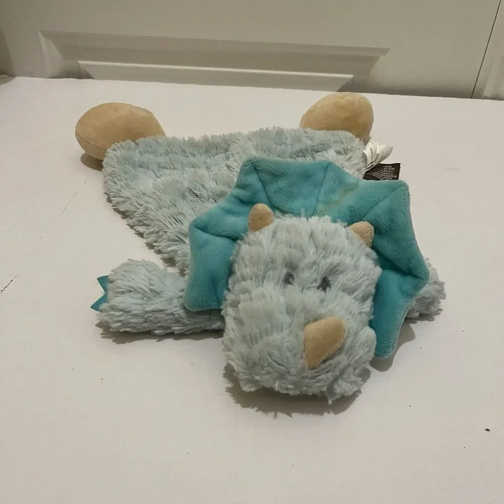 Demdaco Dinosaur Lovey Dino Triceratops Aqua Baby Toy Security Blanket Rattle